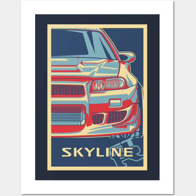 vintage skyline r34 gtr Wall Art by don_kuma